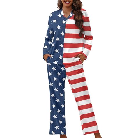 Renewold American Flag Pjs Pajama Set,4th of July,2 Pieces Durable Long ...