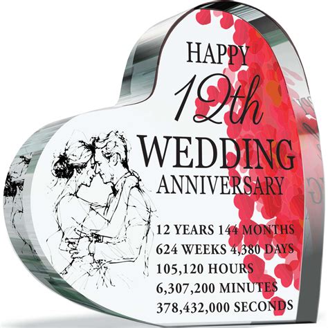 12th Anniversary Plaque Gifts for Wife Husband - Happy Silk Wedding ...