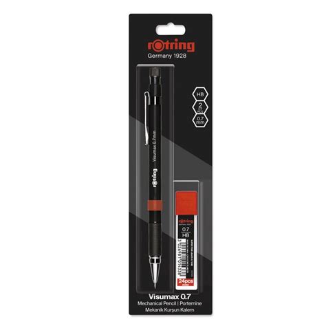 Rotring Visumax Mechanical Pencil 0.7 mm Black with 24 HB Leads Blister ...