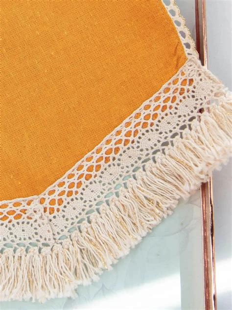 Mustard Baby Girl V-Shape Cotton Bib with Crochette Lace - VJV Now - India