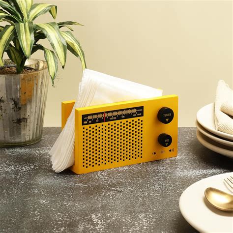 EK Do Dhai Retro Radio Wooden Tissue Holder for Home + Dining Table ...
