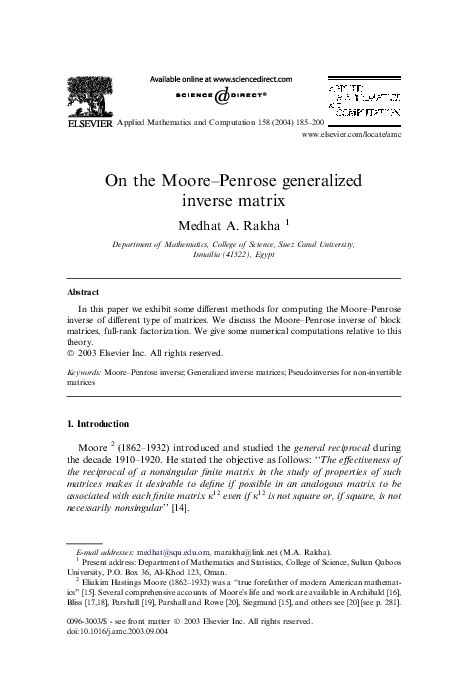 Image result for Moore-Penrose Inverse Example