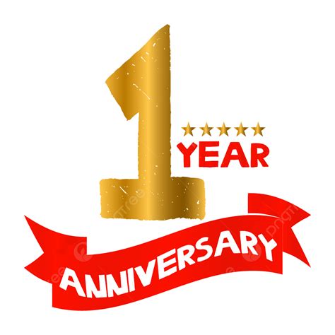 1 Year Anniversary With Golden Transparent Background Vector Design, 1 ...