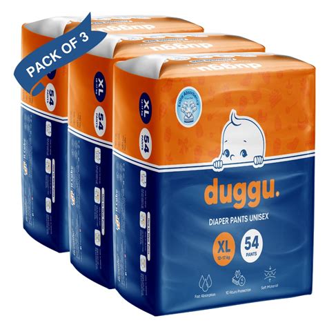 Buy Duggu Baby Diapers Pants | 12-17 Kg | Xtra Large | Pack 3 | 162 ...