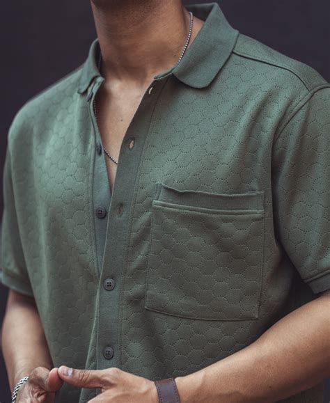 Olive Green Structured Regular Fit Half Sleeves Shirt – Powerlook