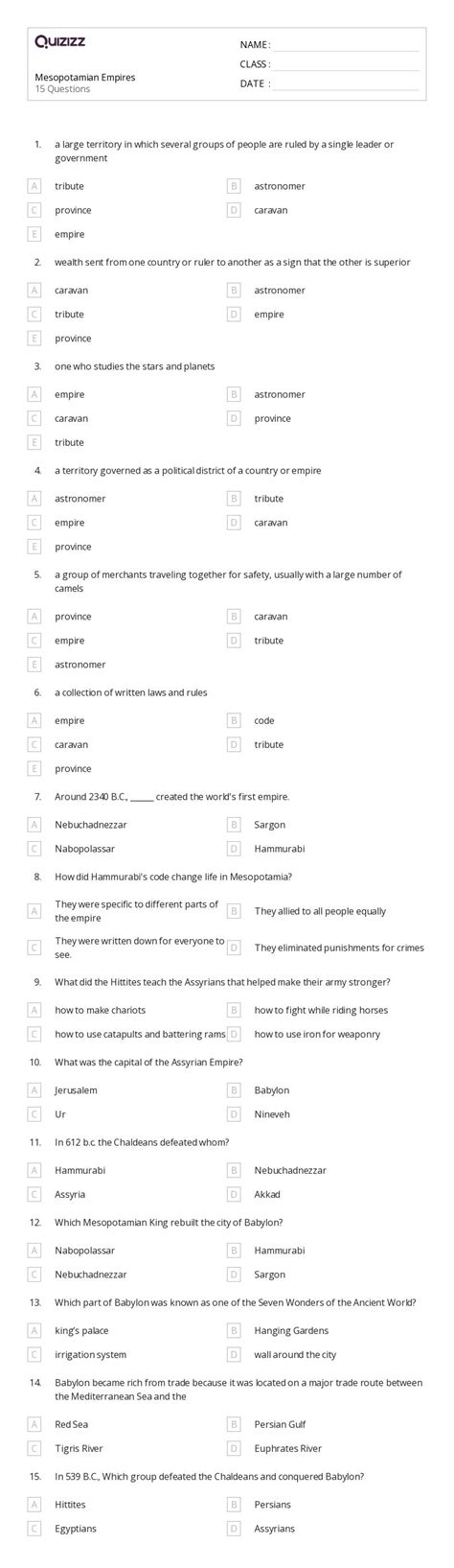 50+ mesopotamian empires worksheets for 6th Class on Quizizz | Free ...