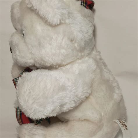 Cuddle Wit Christmas White Plush Bear Toy Plaid... - Depop