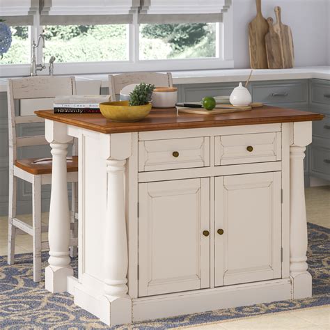 August Grove® Larchwood 48'' Wide Rolling Kitchen Island Set & Reviews ...