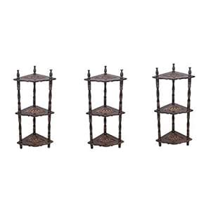 Heritage wood crafts Set of 3 Wooden Mini Corner Rack Side Table Wall ...