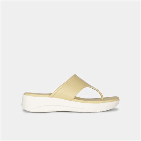 Bata comfit yellow open toe wedge heel thongs for women | Bata