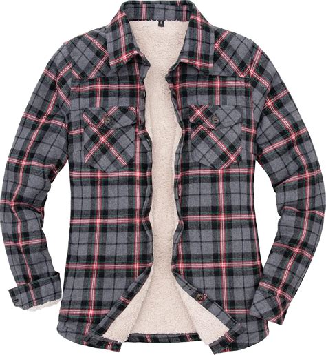 Buy Womens Sherpa Fleece Lined Flannel Jacket Button Down Plaid Flannel ...