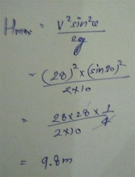 A cricket ball is thrown at the speed of 28m/s in a direction 30° above ...