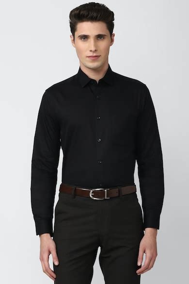 Buy Men Black Regular Fit Full Sleeves Formal Shirt Online - 792147 ...