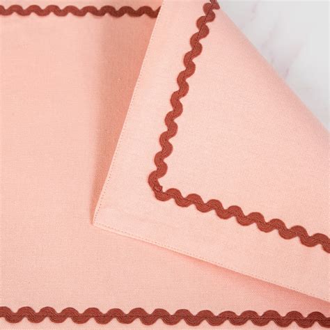 Madeline Rick Rack Peach Set Of 6 Reversible Cotton Placemats Online ...