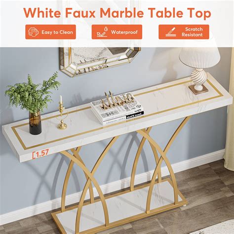 Console Table, 140 CM Modern Faux Marble Entryway Table – MecaWorks – EGYPT