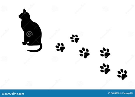 Cat and paw prints stock vector. Illustration of step - 6483810