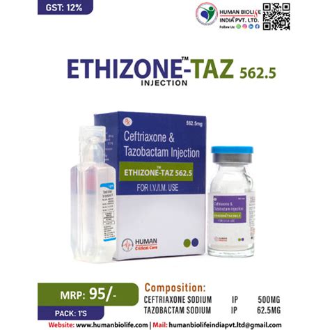 ETHIZONE TAZ 562.25 Injection Human Biolife India Pvt. Ltd.