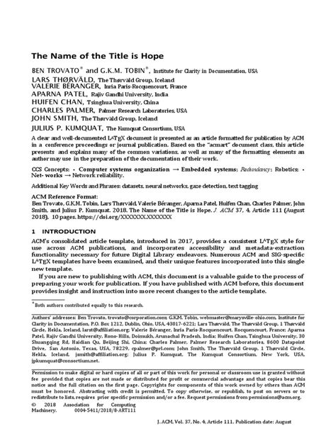 Image result for ACM Format Sample Paper PDF