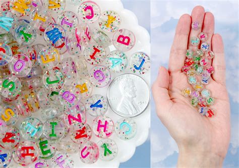 Big Letter Beads - 10mm Large Glitter Translucent Alphabet Acrylic or ...