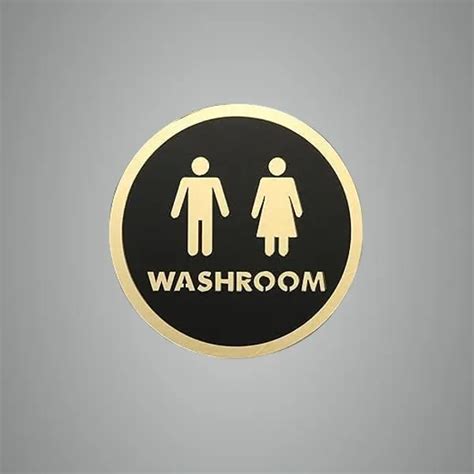 Patel Corporation Washroom Washroom Sign Golden Black Round Acrylic ...