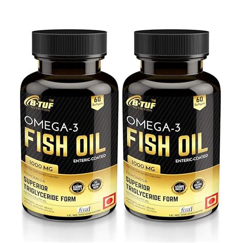 Buy B-TUF Omega-3 Fish Oil Double Strength 1000mg (330mg EPA+ 220mg DHA ...