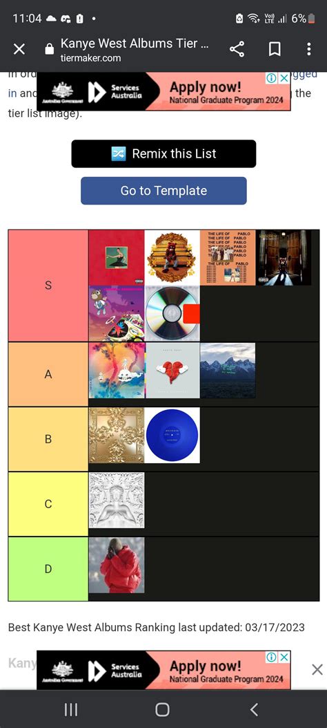 tier list rankings auto generated kanye tier list is shit : r/Kanye
