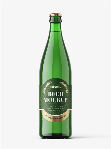 Free Green Beer Bottle Mockup Psd