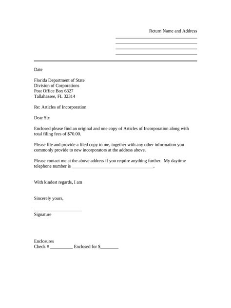 Florida Articles of Incorporation - Blank Fillable Template | Fill Out ...