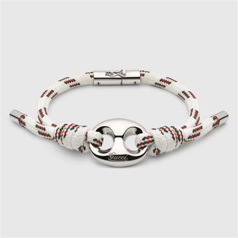Gucci Marina Chain fabric bracelet in white and multicolor polyester ...