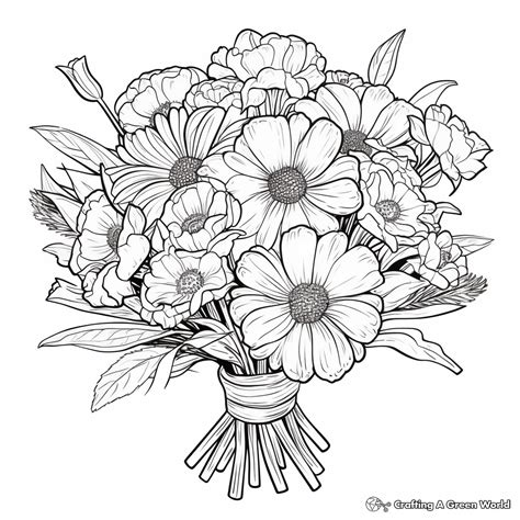 Flower Bouquet Coloring Pages - Free & Printable!