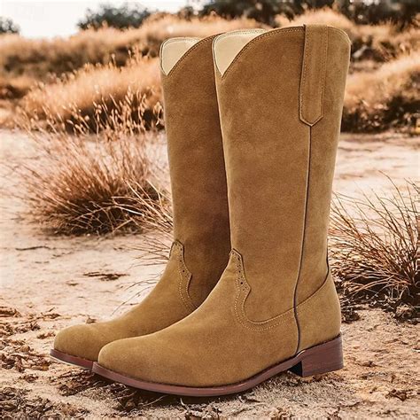 Men's Brown Suede Western Cowboy Boots with Pull Tabs and Classic ...
