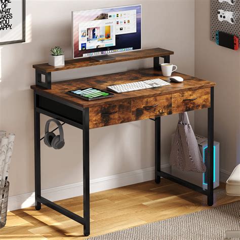 Small Computer Desk with Drawers 的图像结果