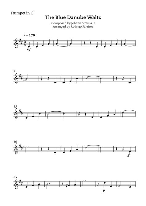 The Blue Danube Waltz (arr. Rodrigo Faleiros) by Strauss 2 Sheet Music ...