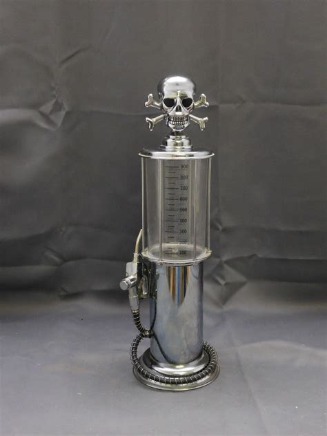 Gas Station Pump Liquor Dispenser Skull Chrome Design