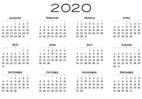 2020年calendar – Todding