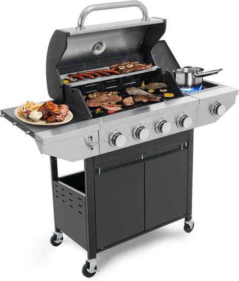 Amazon.com: Lyromix 4 Burners Propane Gas Grill with Side Burner ...