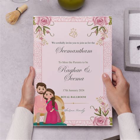 Seemantham Invite Template | Indian Baby Shower Invitation – CreativeRino