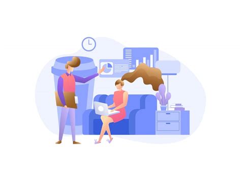 The concept of illustration works from home | Premium Vector