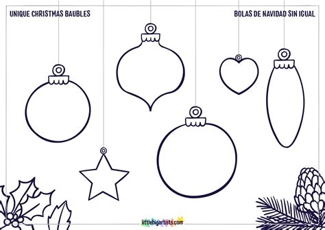 Unique Christmas Baubles Printable Drawing Activity - Little Big Artists