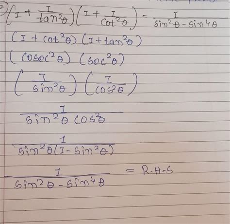 prove that {1+1/tan2A} * {1+1/cot2A} = 1/(sin2A-sin4A) - Brainly.in