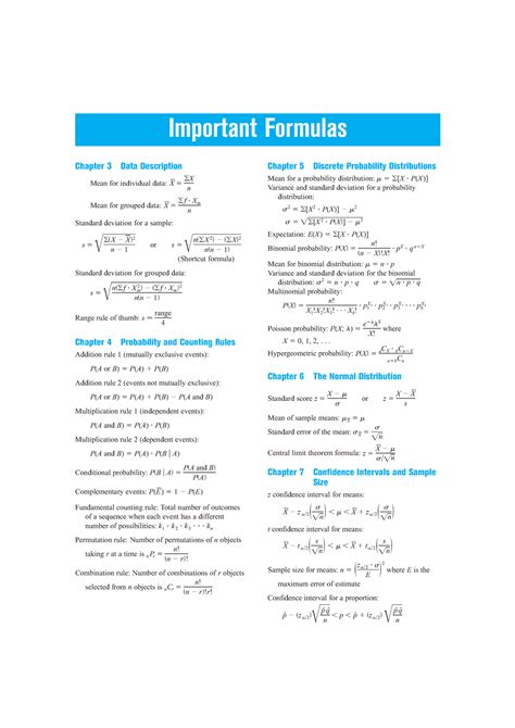 Image result for Statistics Math Formulas