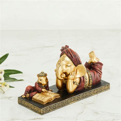 Buy Alpana Abstract Polyresin Ganesha with Mouse Figurine -Single Pc ...