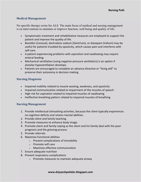 Amyotrophic lateral sclerosis (als) nursing care plan and management | PDF