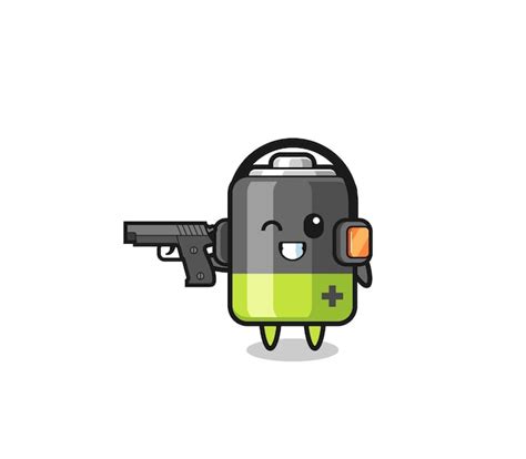 Illustration of battery cartoon doing shooting range cute design ...