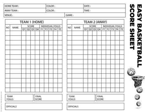 FIBA Basketball Score Sheet Template - WordLayouts