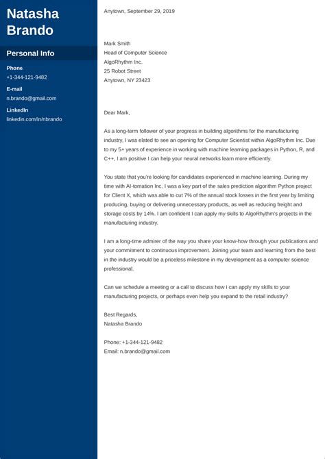 Image result for Computer Science Cover Letter Examples