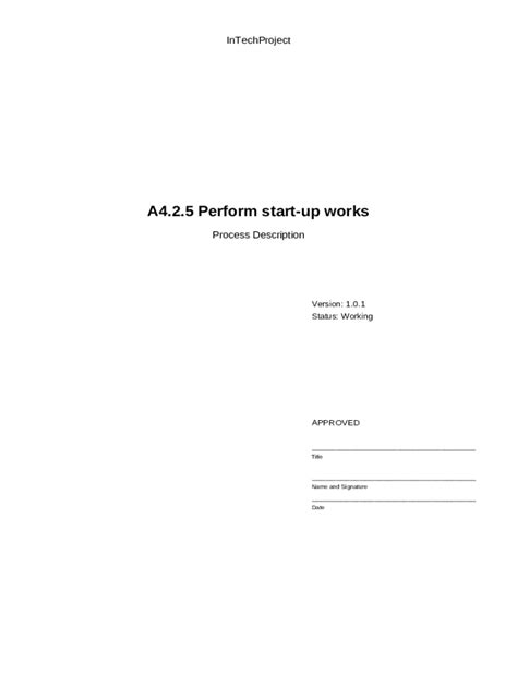 Cross-functional Flowchart Process Description A4.2.5 Per start-up ...