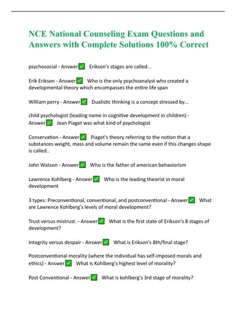 NCE National Counseling Exam Questions and Answers with Complete ...