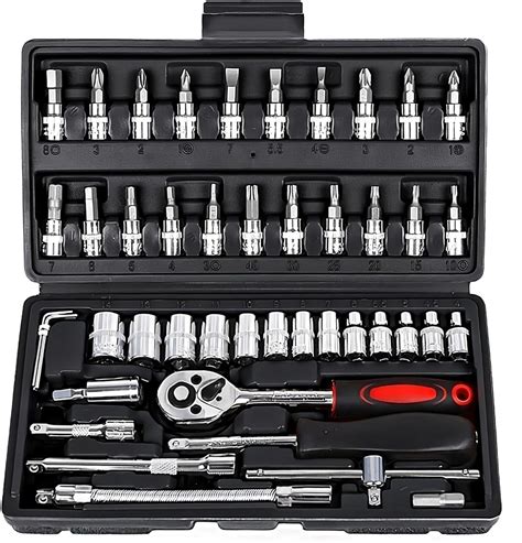 wyewye 46pc 1/4" Drive Socket Set - Ratchet Wrench Set with Bits ...
