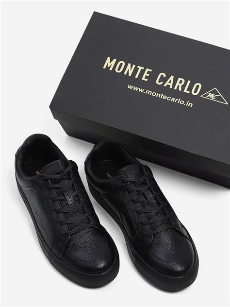 Buy Men Black Lace Up Genuine Leather Casual Sneakers Online in India ...